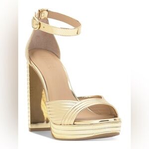 INC International Concepts Gold Strappy Heels